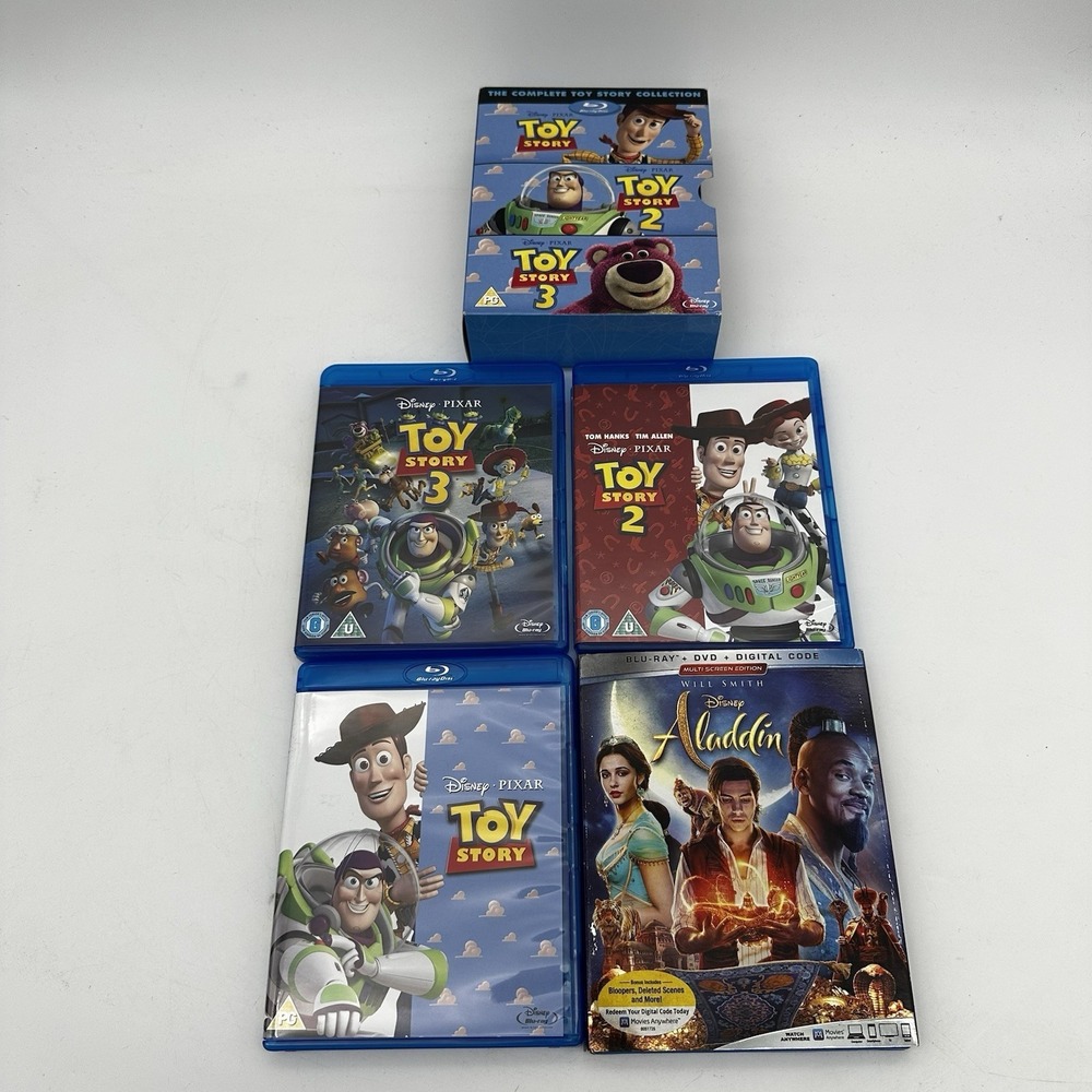Lot Of 7 Used Blu-Ray Disney Toy Story 1-3, Moana, Coco, Lion King, Aladdin - Picture 3 of 3